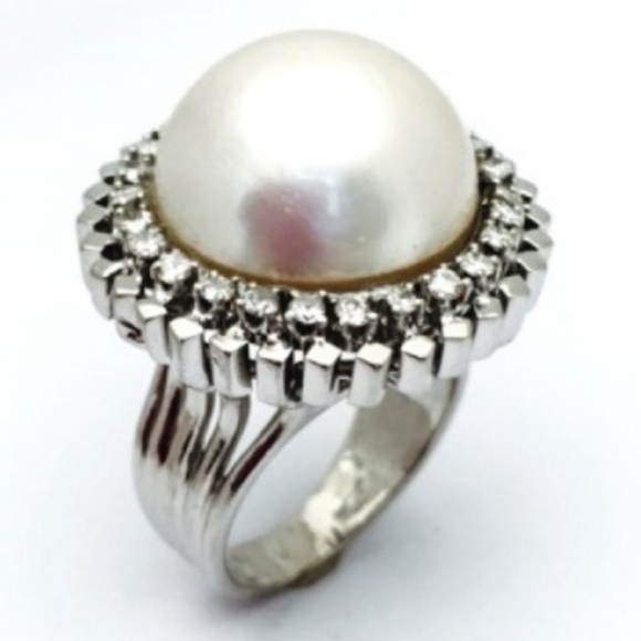 14KGold MabePearl Diamond Enchanting Engagement Ri - Picture 3 of 3